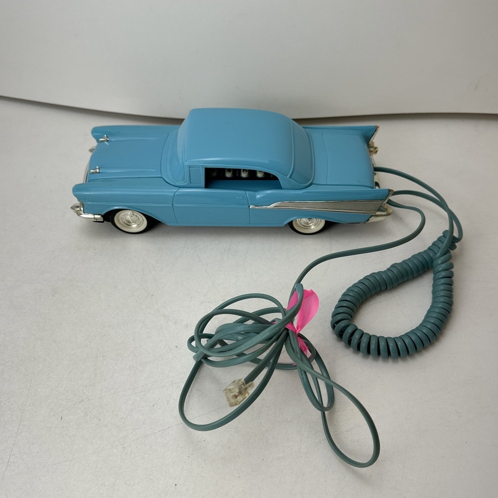 Telemania Phone 57 Chevy Baby Blue Landline Push Button with Cord 10" by 4"